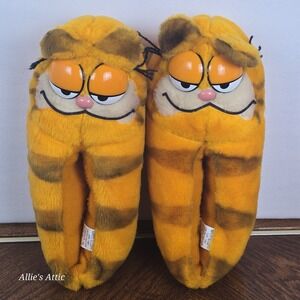 Vintage Garfield Slippers Plush Orange Cat Shoes Size 7-8 Mens Womens Kids 1981